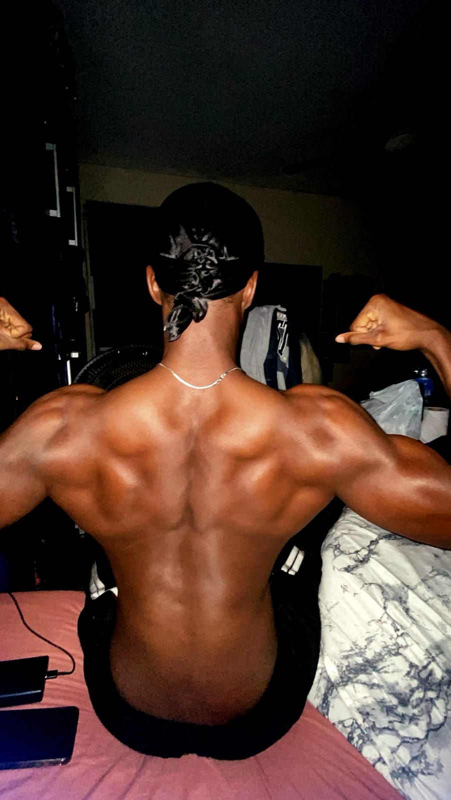 Maxi from the back, showing back and shoulder development